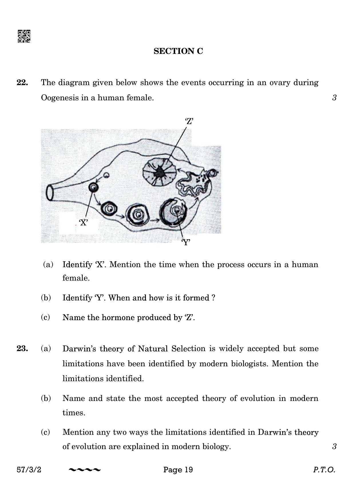 CBSE Class 12 57-3-2 Biology 2023 Question Paper - Page 19