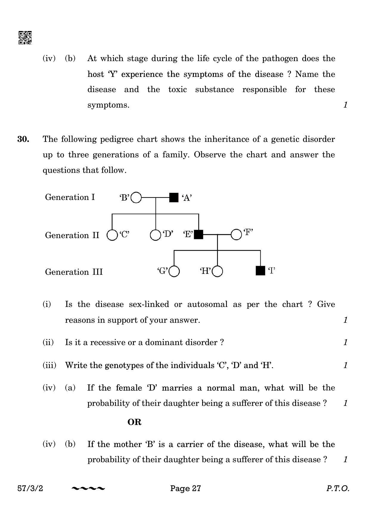 CBSE Class 12 57-3-2 Biology 2023 Question Paper - Page 27