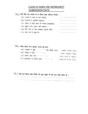 Worksheet for Class 3 Hindi Assignment 35