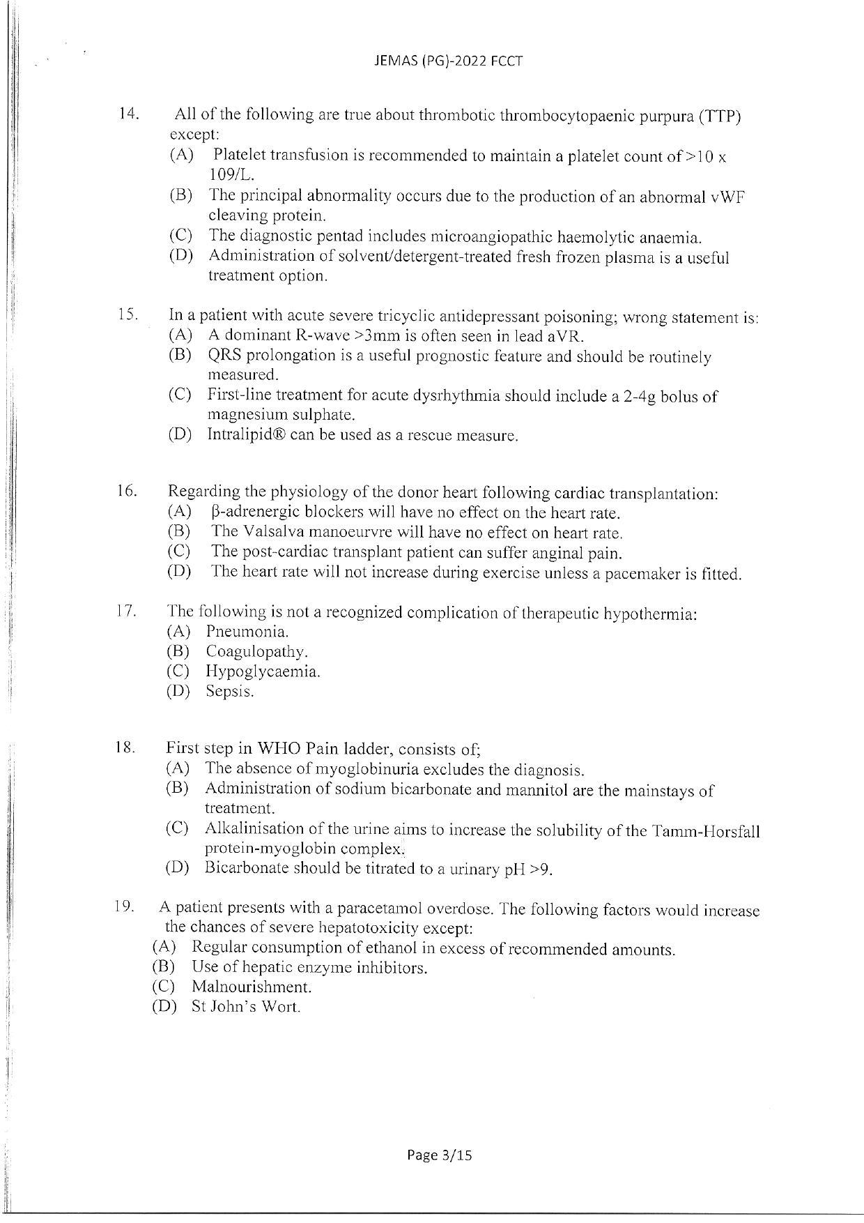 WBJEEB JEMAS (PG) 2022 FCCT Question Paper - Page 5