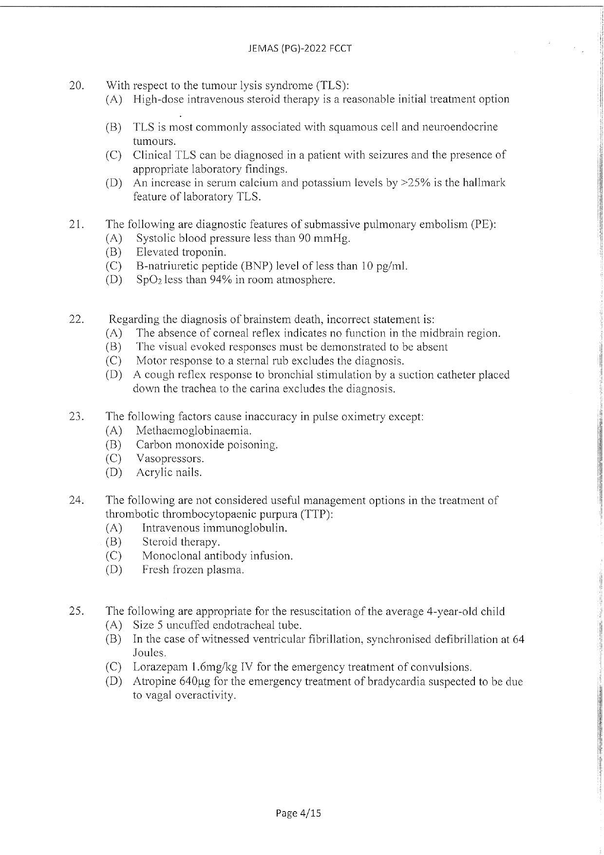 WBJEEB JEMAS (PG) 2022 FCCT Question Paper - Page 6