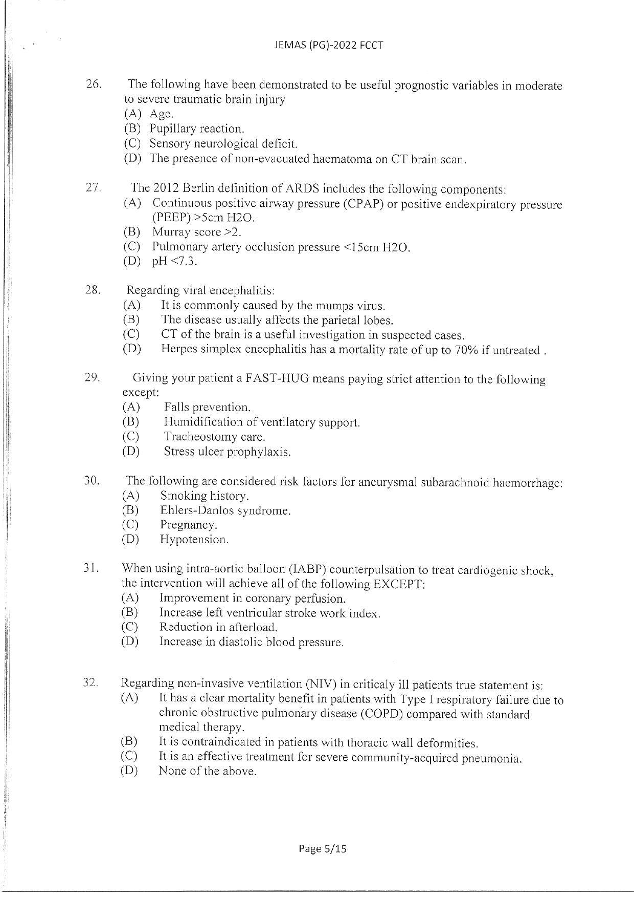 WBJEEB JEMAS (PG) 2022 FCCT Question Paper - Page 7