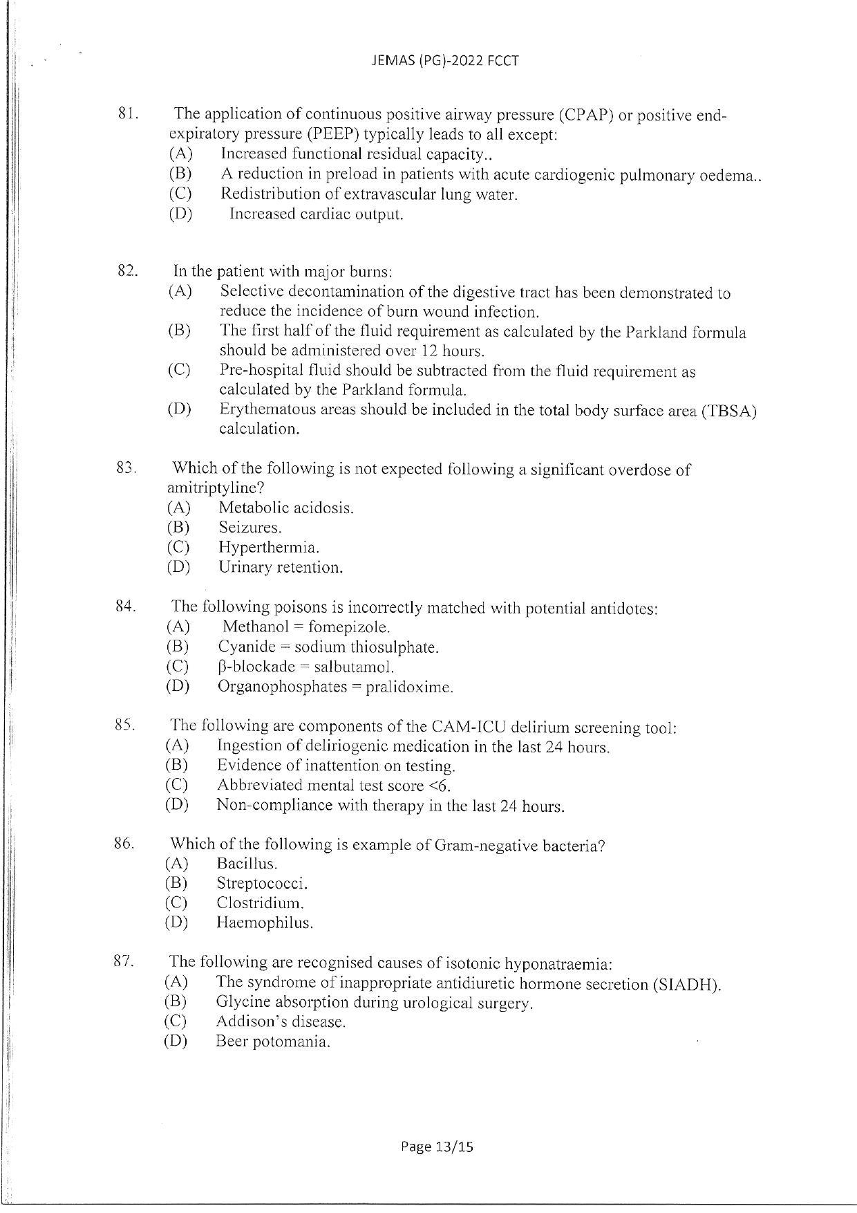WBJEEB JEMAS (PG) 2022 FCCT Question Paper - Page 15