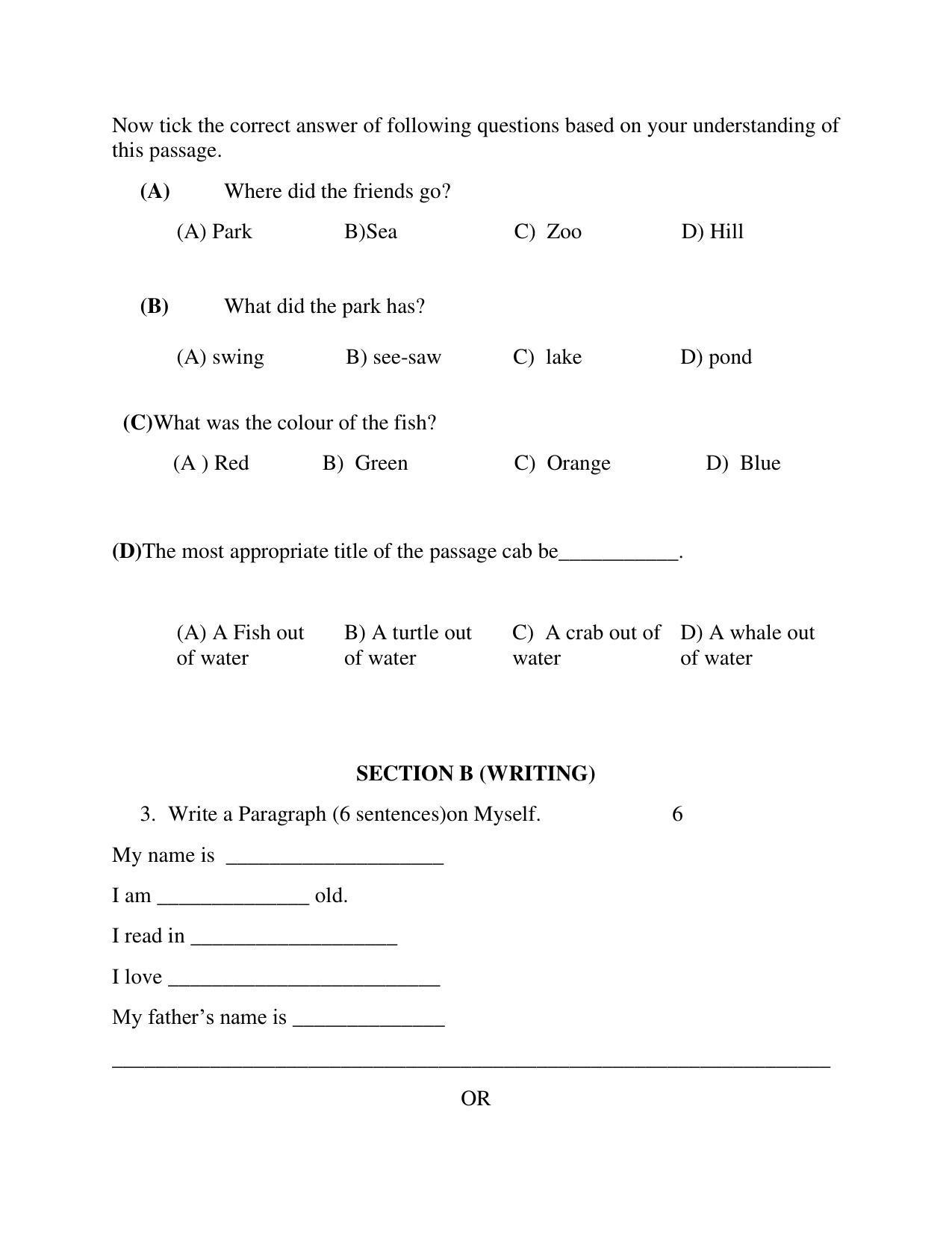 Edudel Class 4 English Sample Question Paper - Page 2