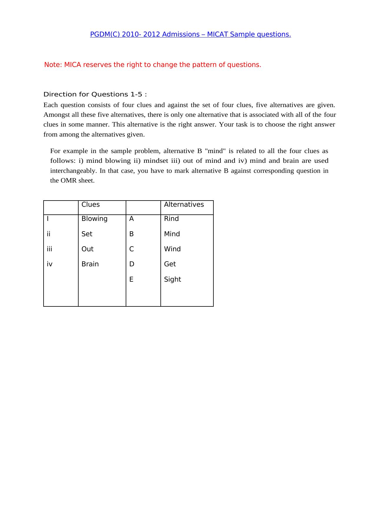 MICAT Sample Questions 5 - Page 2