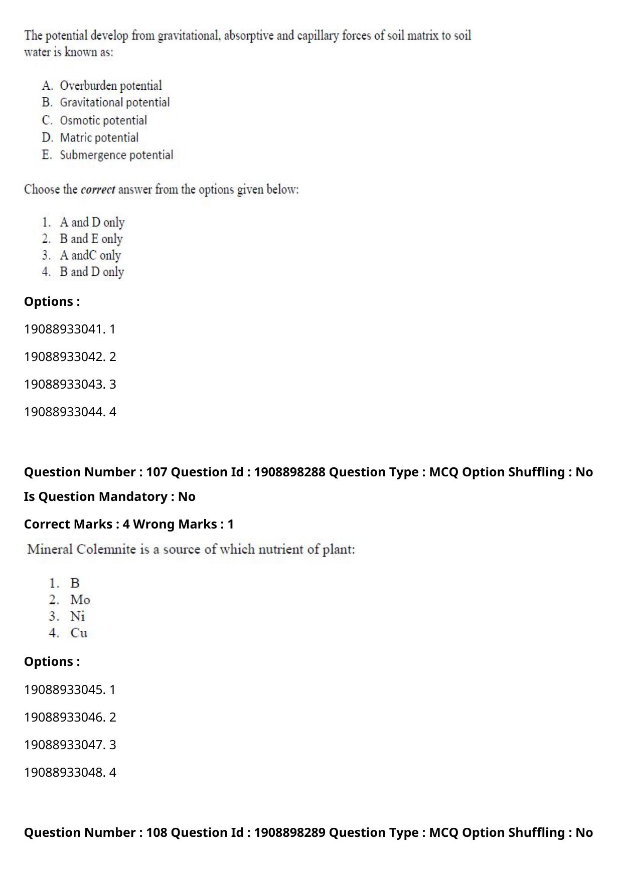 ICAR AIEEA PG 2021 WATER SCIENCE AND TECHNOLOGY Question Paper - Page 62