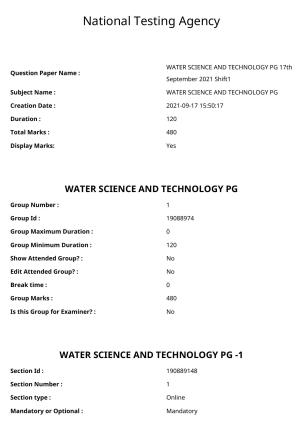 ICAR AIEEA PG 2021 WATER SCIENCE AND TECHNOLOGY Question Paper