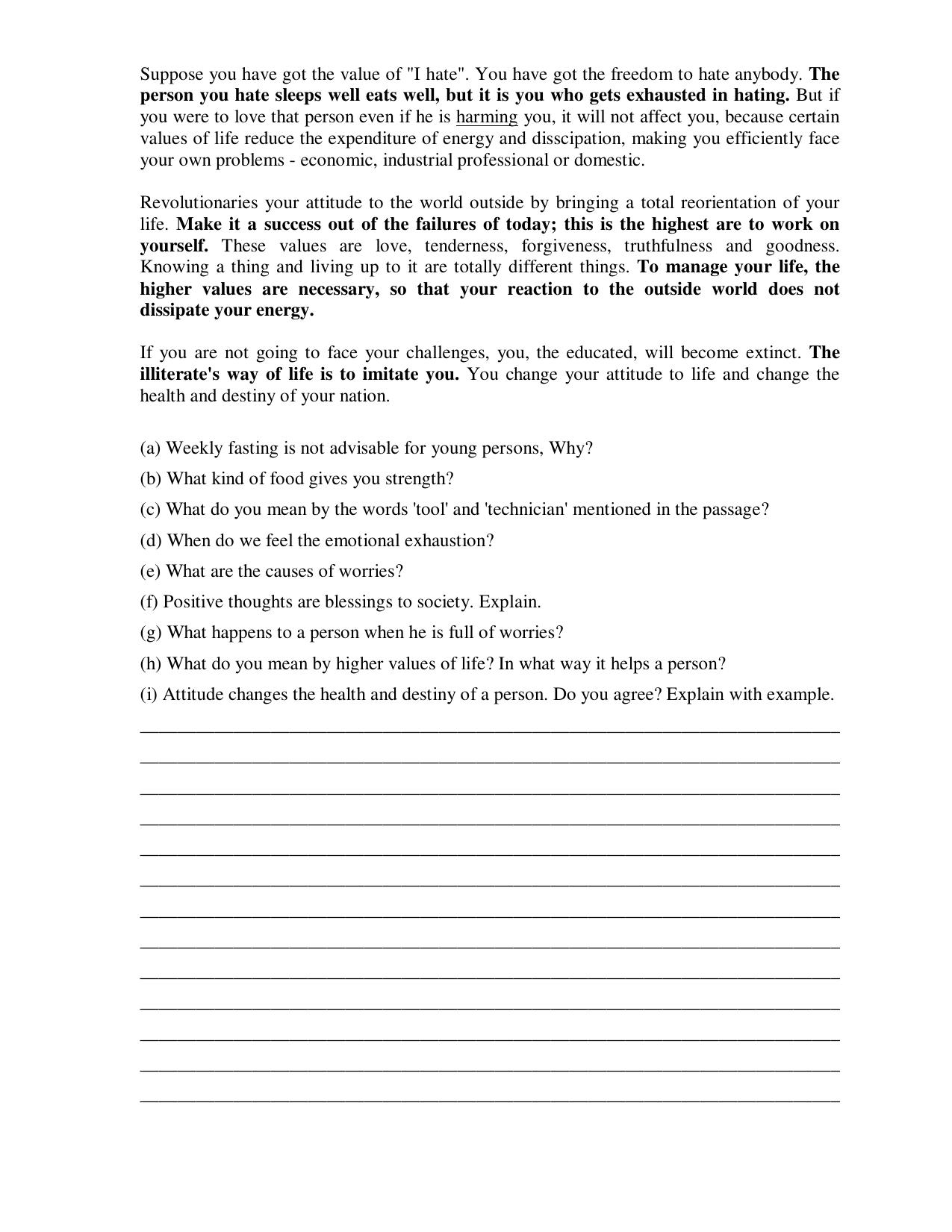 CBSE Worksheets for Class 10 English A Good Health Assignment - Page 2