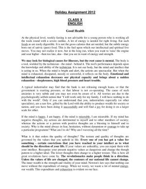CBSE Worksheets for Class 10 English A Good Health Assignment