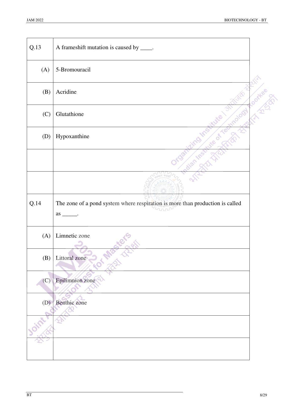 JAM 2022: BT Question Paper - Page 7