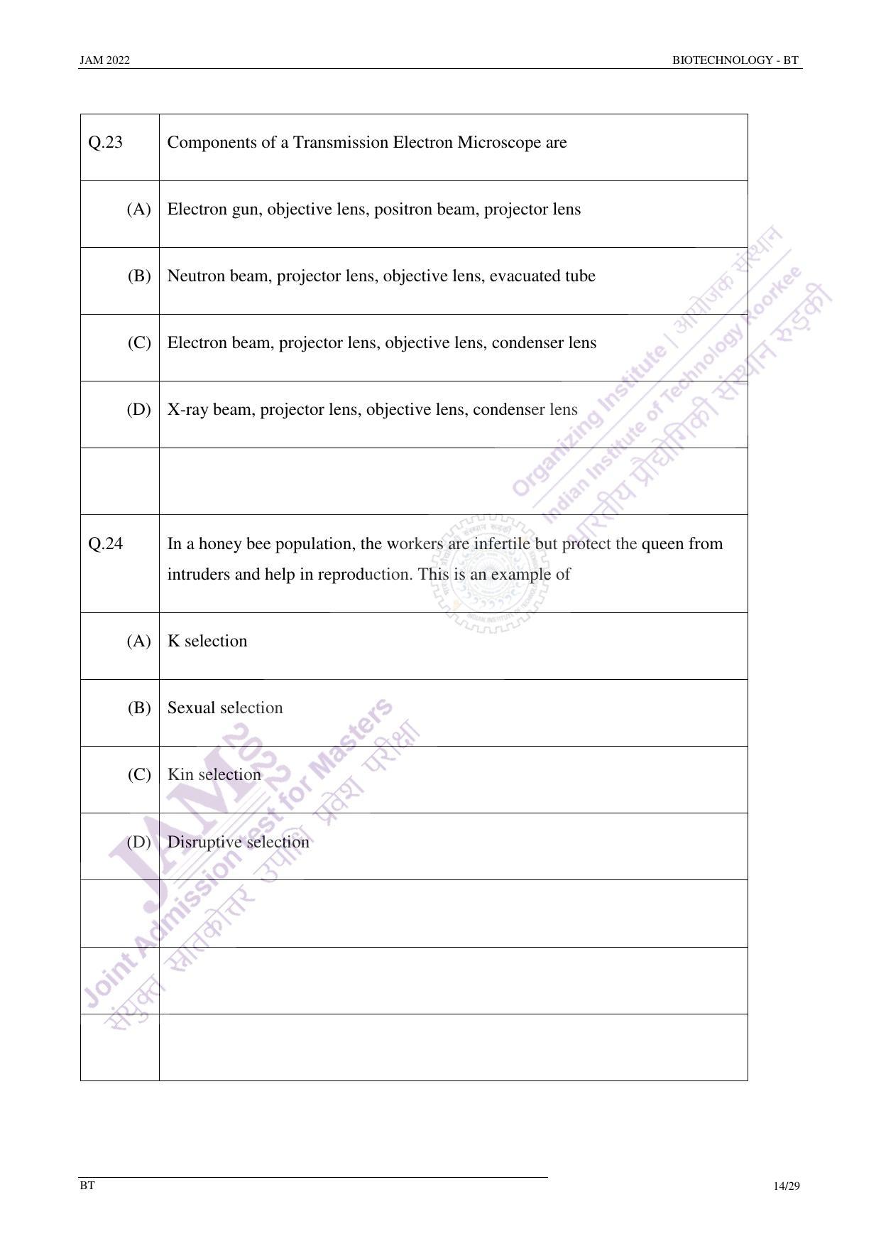 JAM 2022: BT Question Paper - Page 13