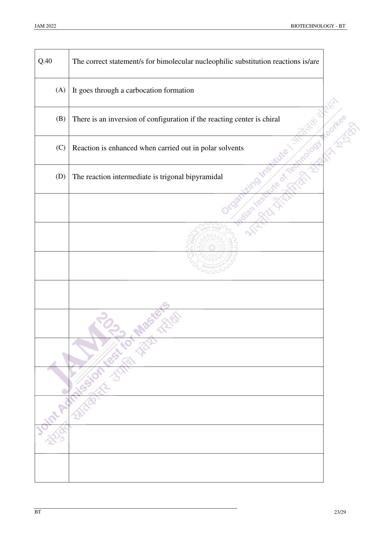 JAM 2022: BT Question Paper - Page 22