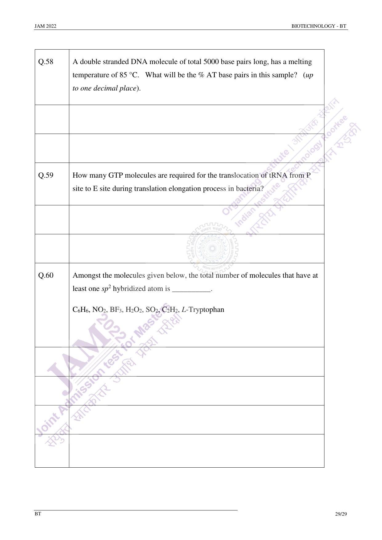 JAM 2022: BT Question Paper - Page 28