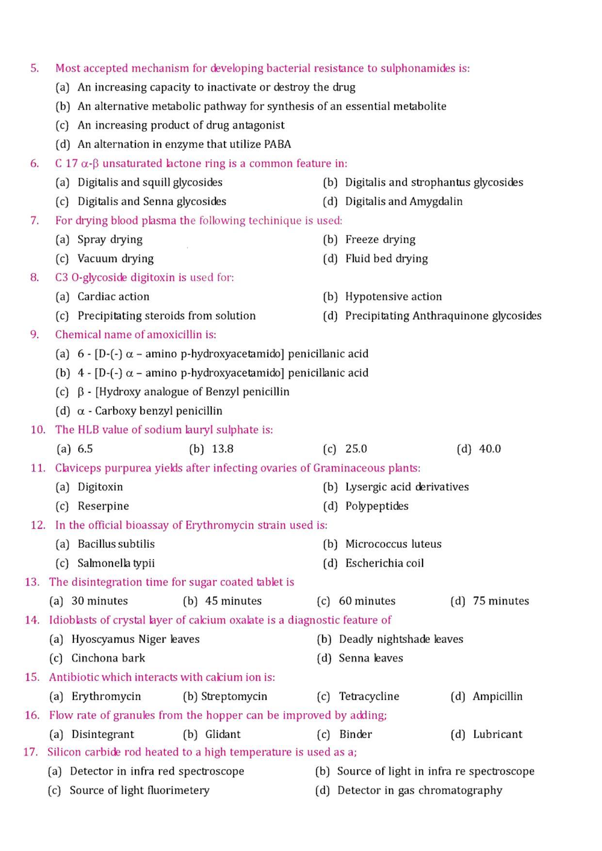 GPAT 1989 Question Paper with Answer Key - Page 2