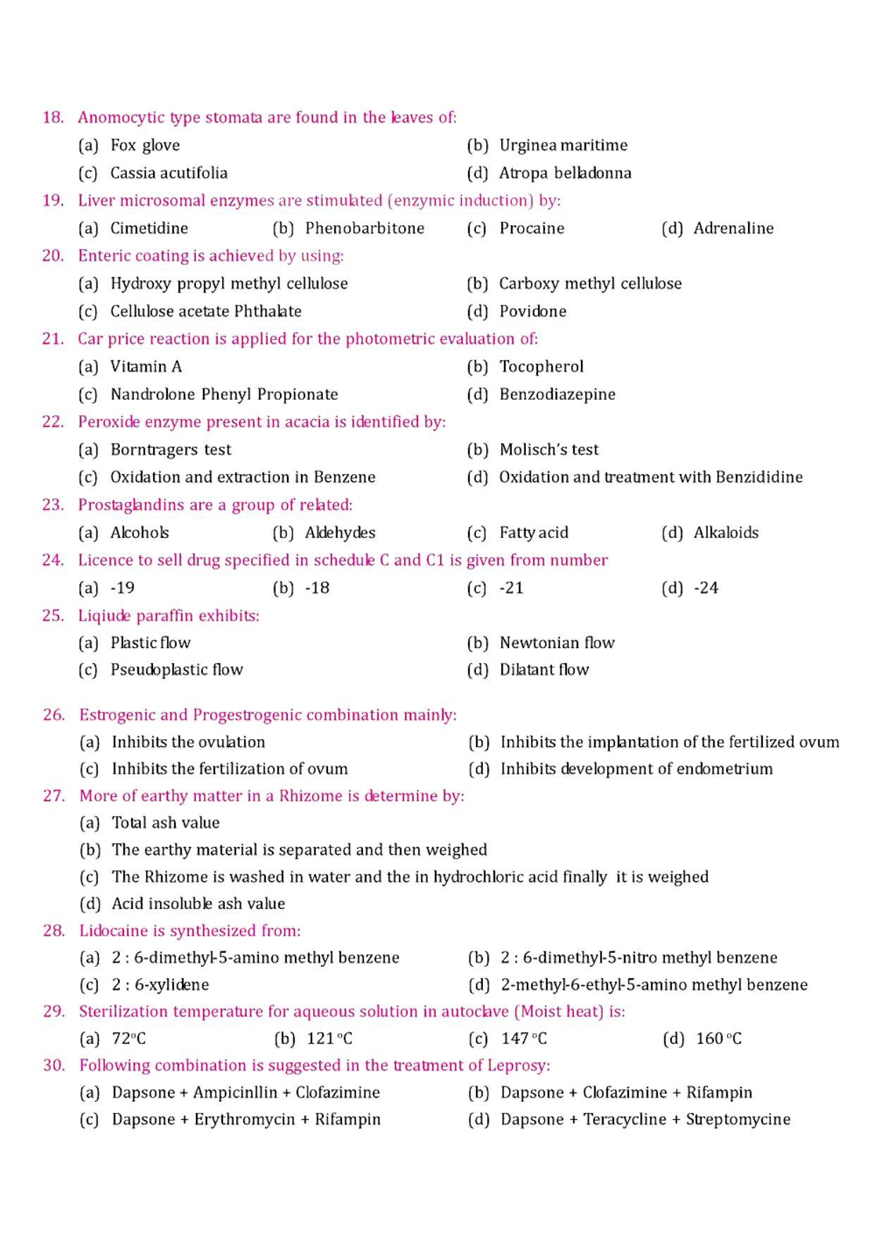 GPAT 1989 Question Paper with Answer Key - Page 3
