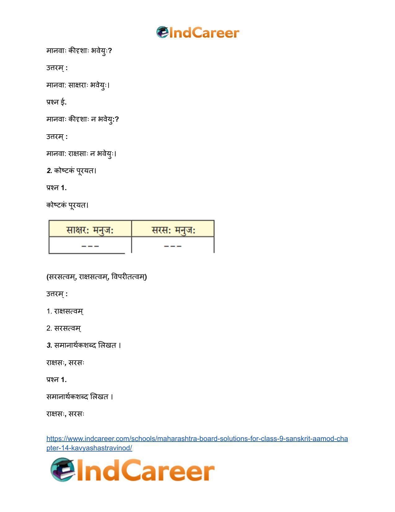 Maharashtra Board Solutions for Class 9- Sanskrit Aamod: Chapter 14- काव्यशास्त्रविनोदः - Page 3