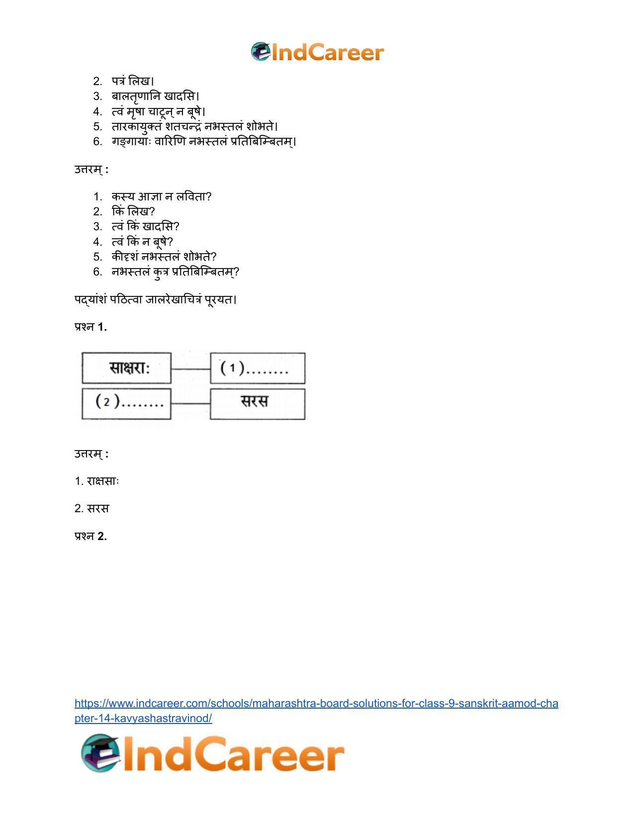 Maharashtra Board Solutions for Class 9- Sanskrit Aamod: Chapter 14- काव्यशास्त्रविनोदः - Page 17