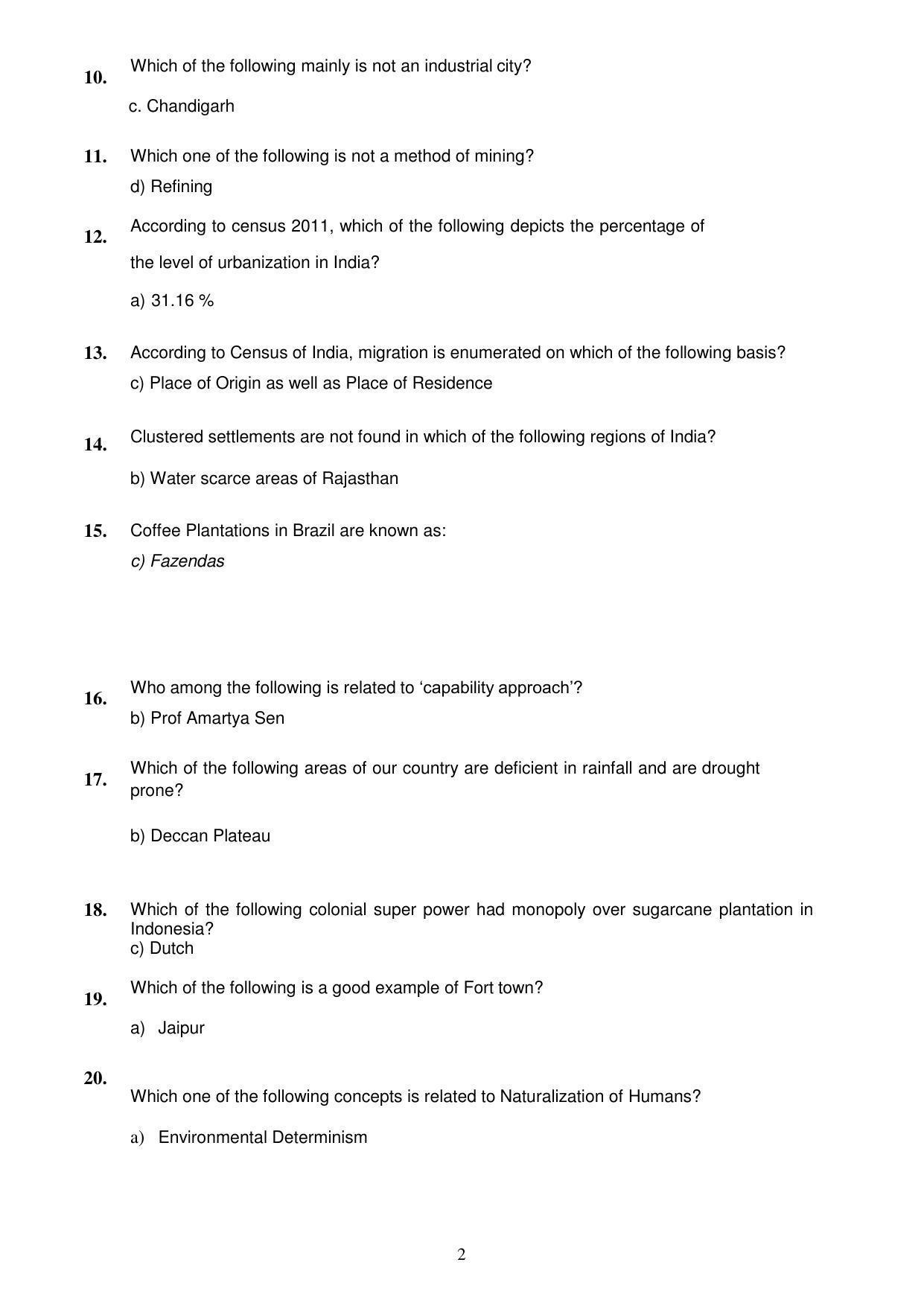 CBSE Class 12th Geography Sample Question Paper Answer Key 2021-22 - Page 2