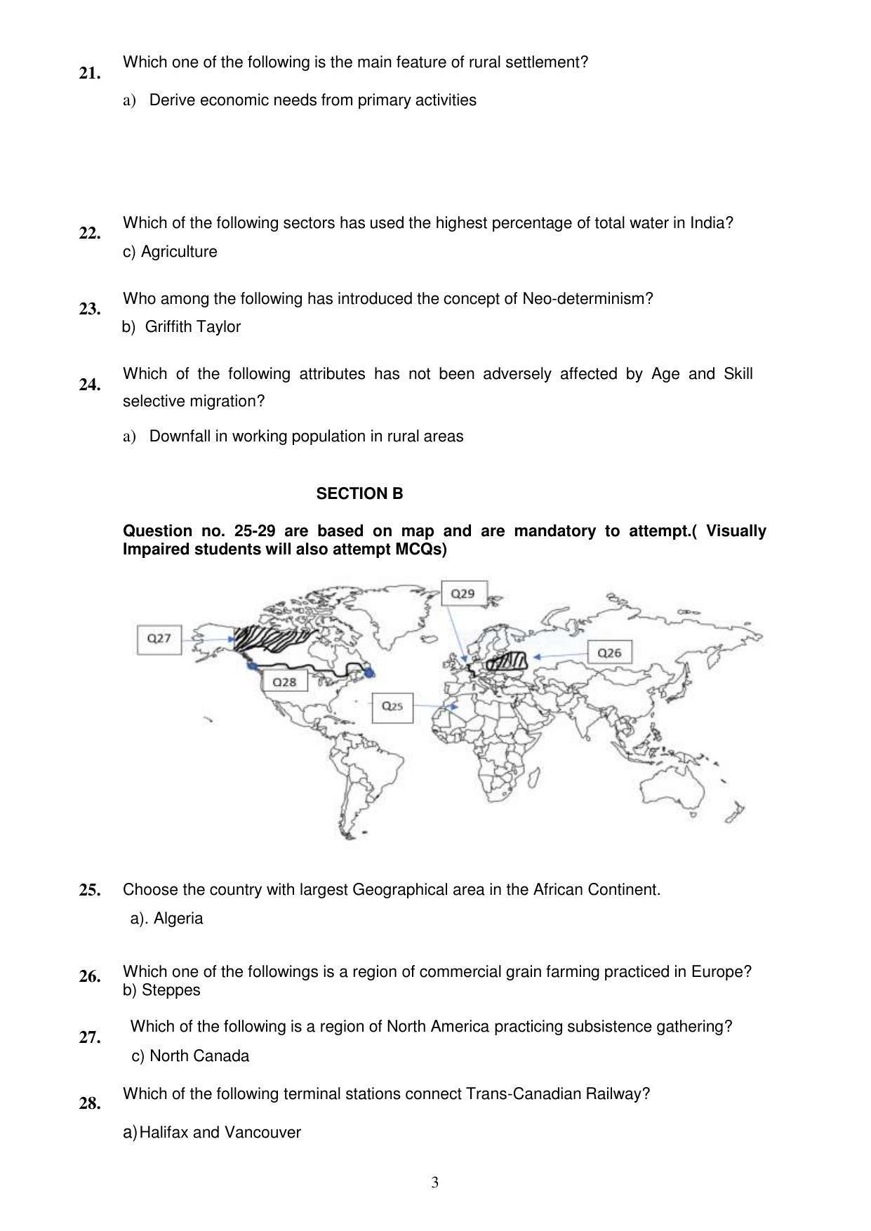 CBSE Class 12th Geography Sample Question Paper Answer Key 2021-22 - Page 3