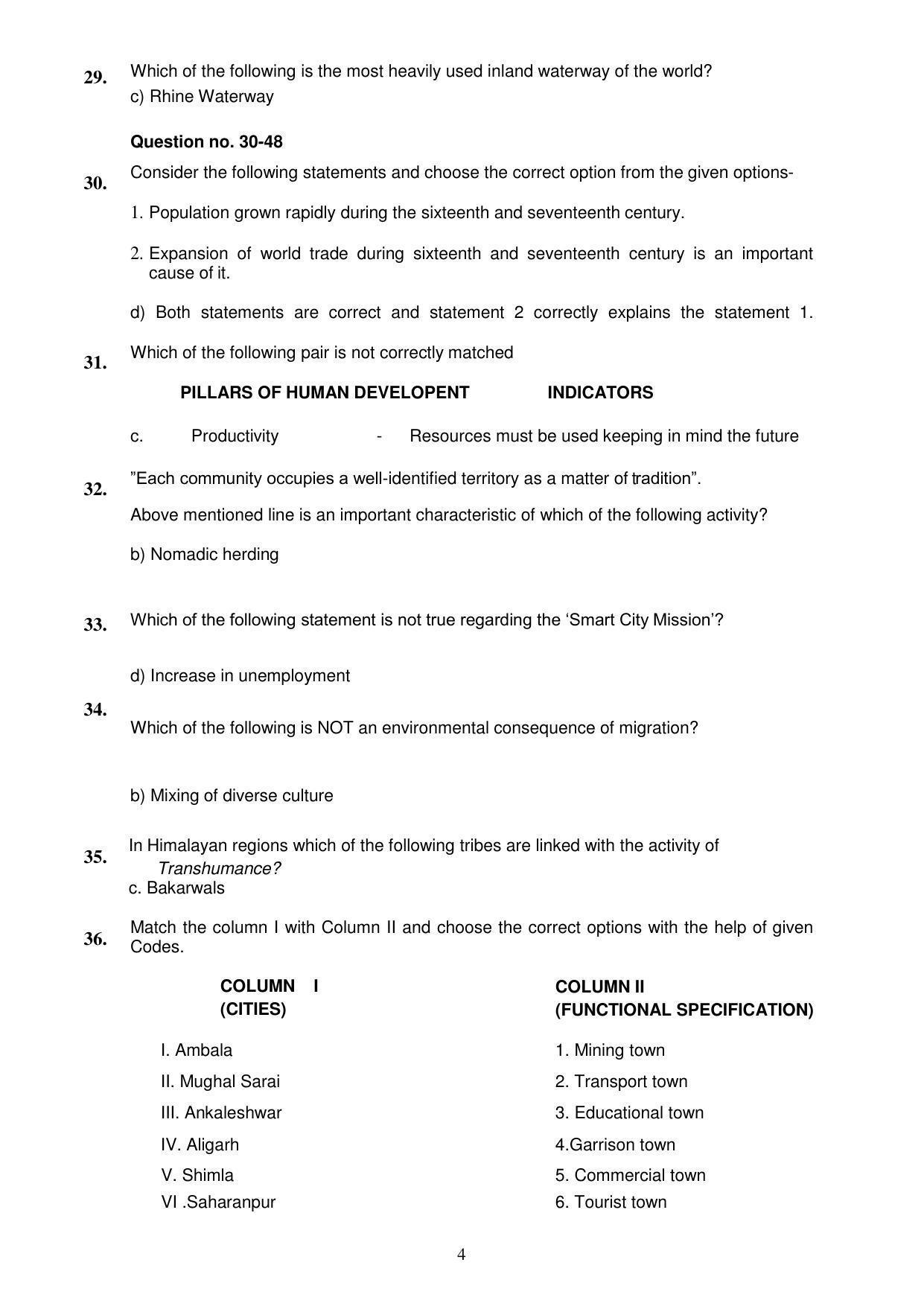 CBSE Class 12th Geography Sample Question Paper Answer Key 2021-22 - Page 4