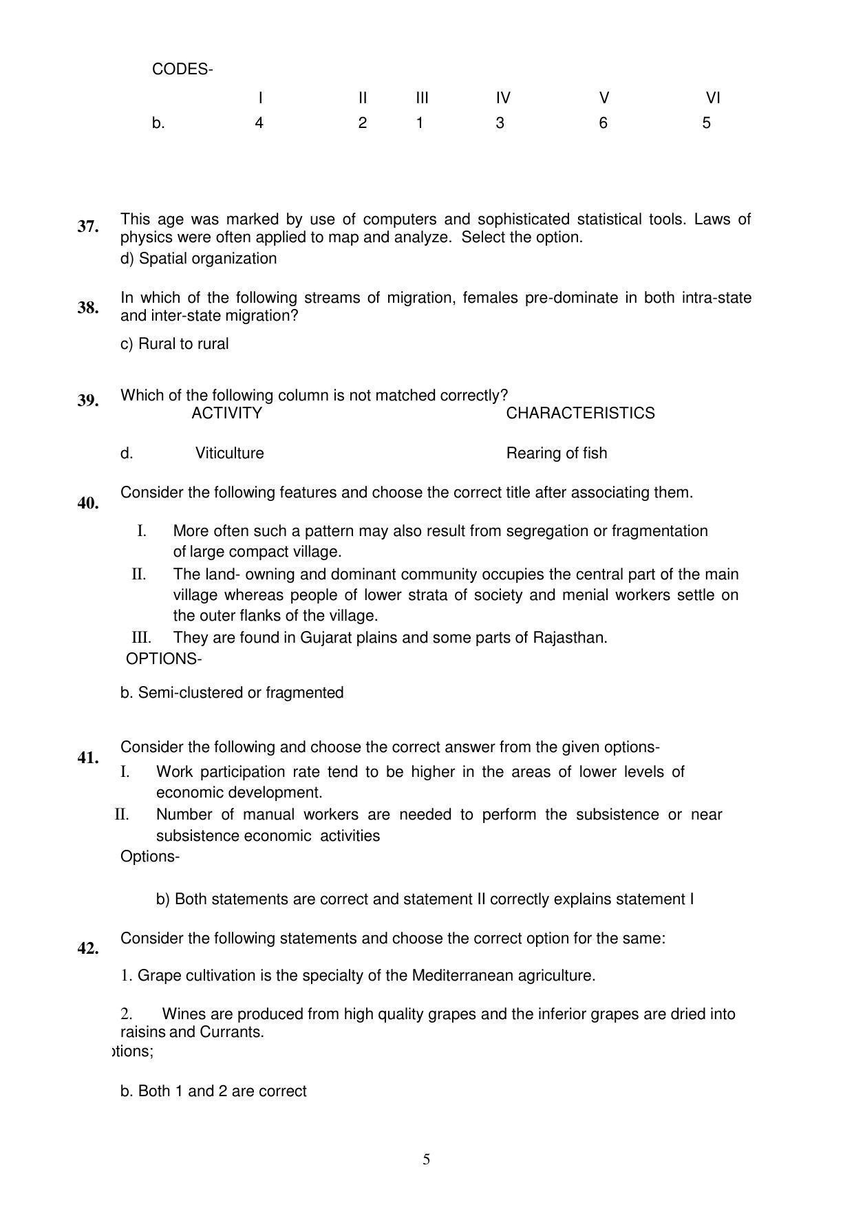 CBSE Class 12th Geography Sample Question Paper Answer Key 2021-22 - Page 5