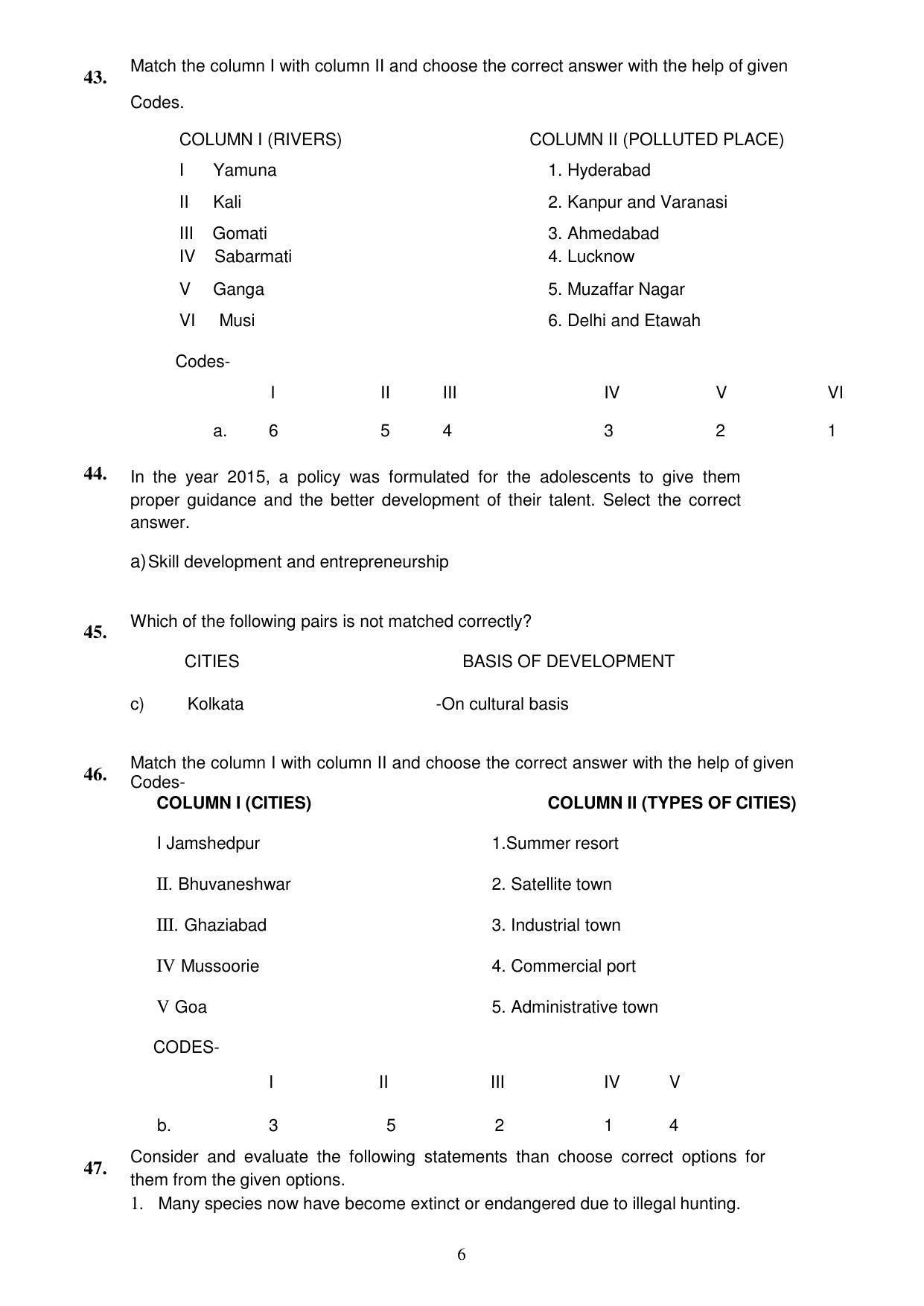 CBSE Class 12th Geography Sample Question Paper Answer Key 2021-22 - Page 6