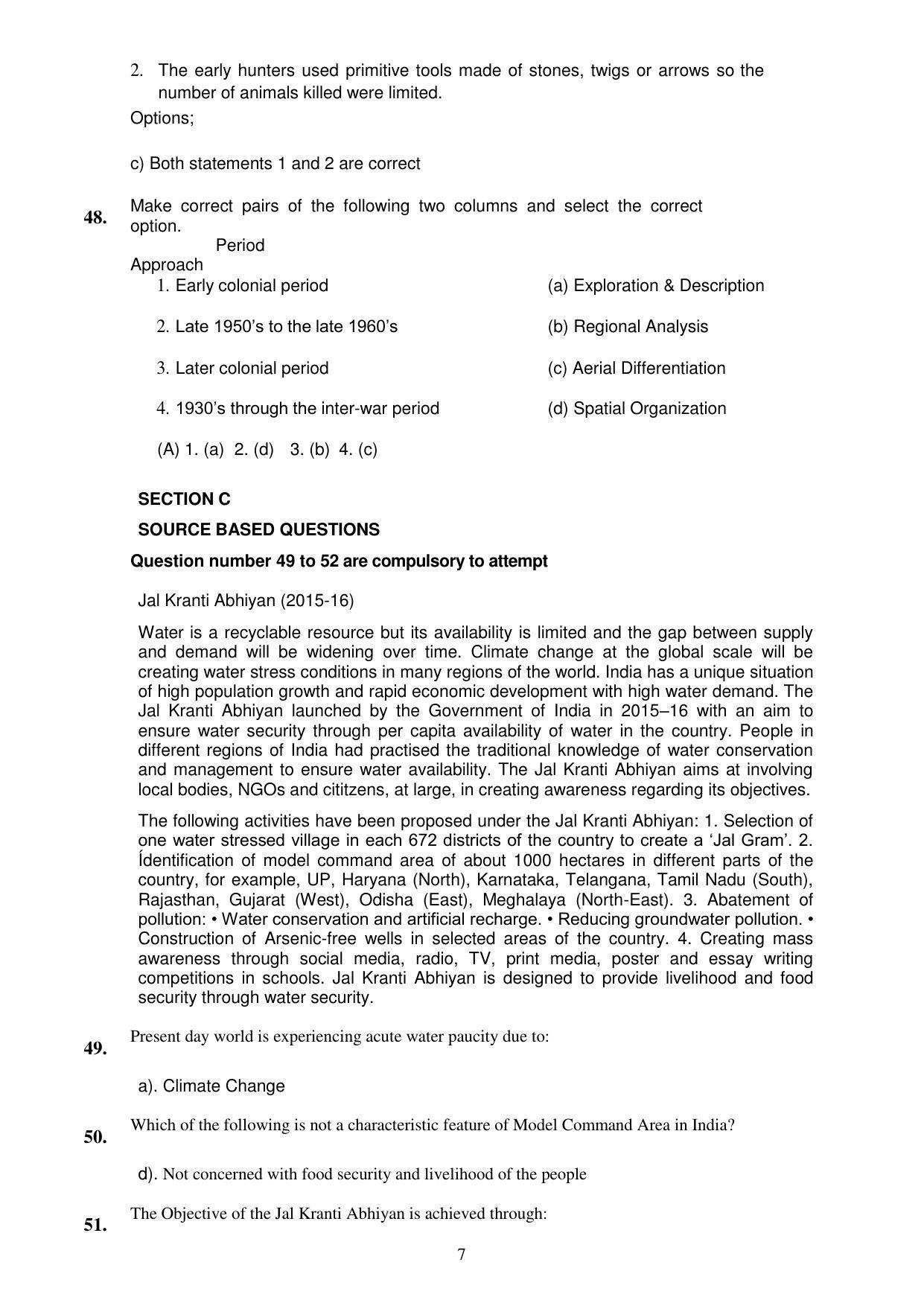 CBSE Class 12th Geography Sample Question Paper Answer Key 2021-22 - Page 7
