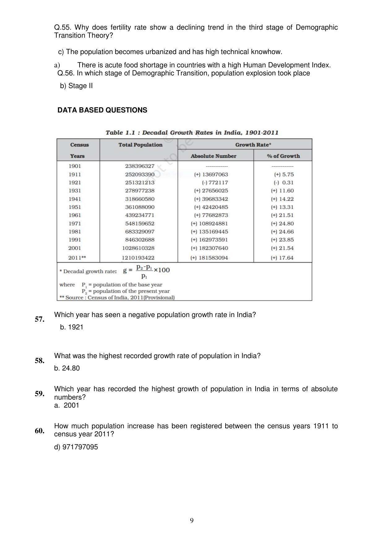 CBSE Class 12th Geography Sample Question Paper Answer Key 2021-22 - Page 9