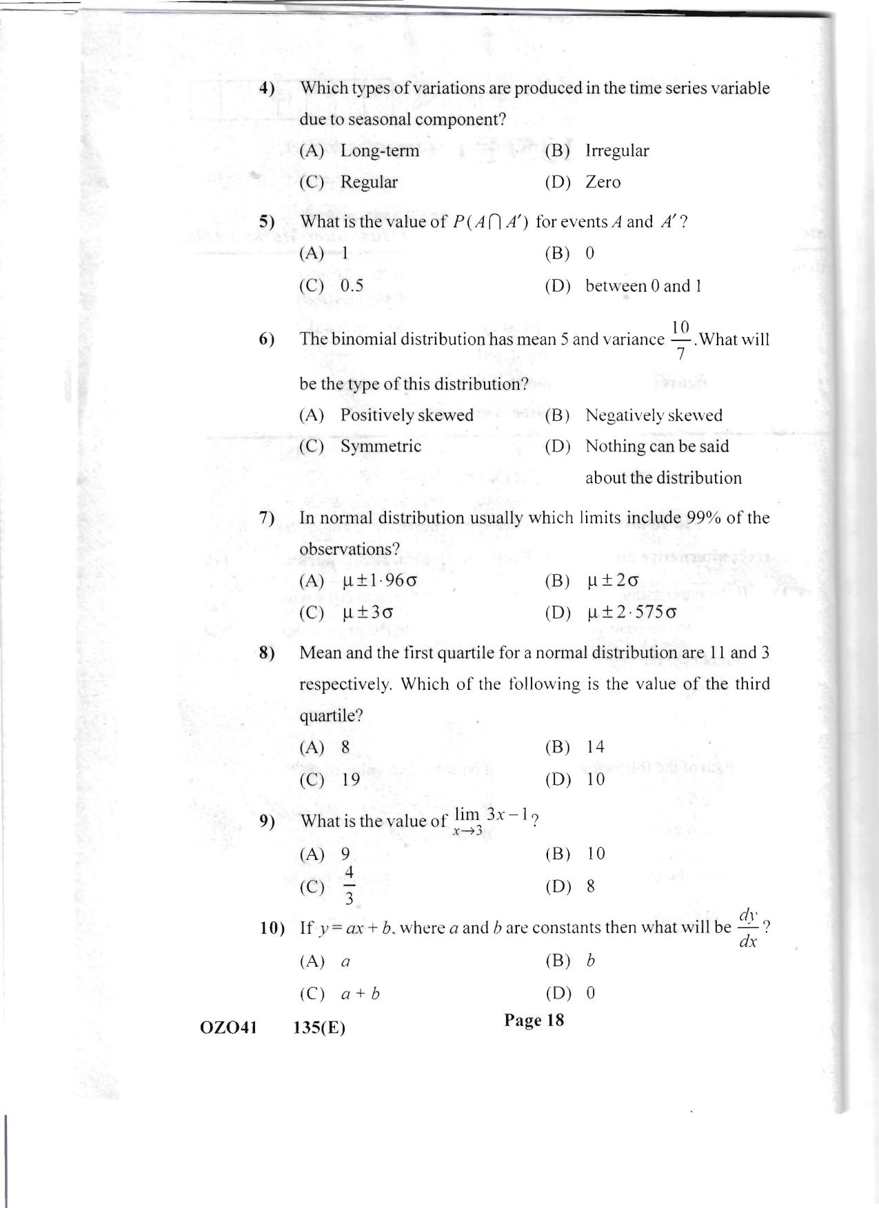 Gujarat Board Class 12th Question Paper 2020: (GHE) Statistics - Page 18