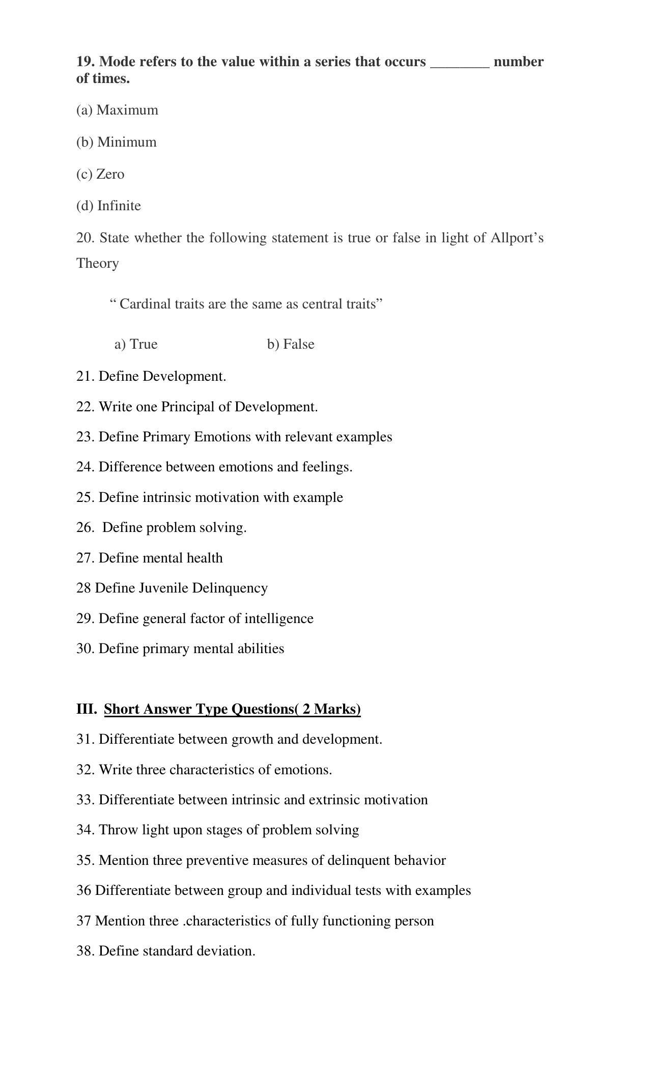 PSEB 12th Psychology Model Paper 2024 - Page 4