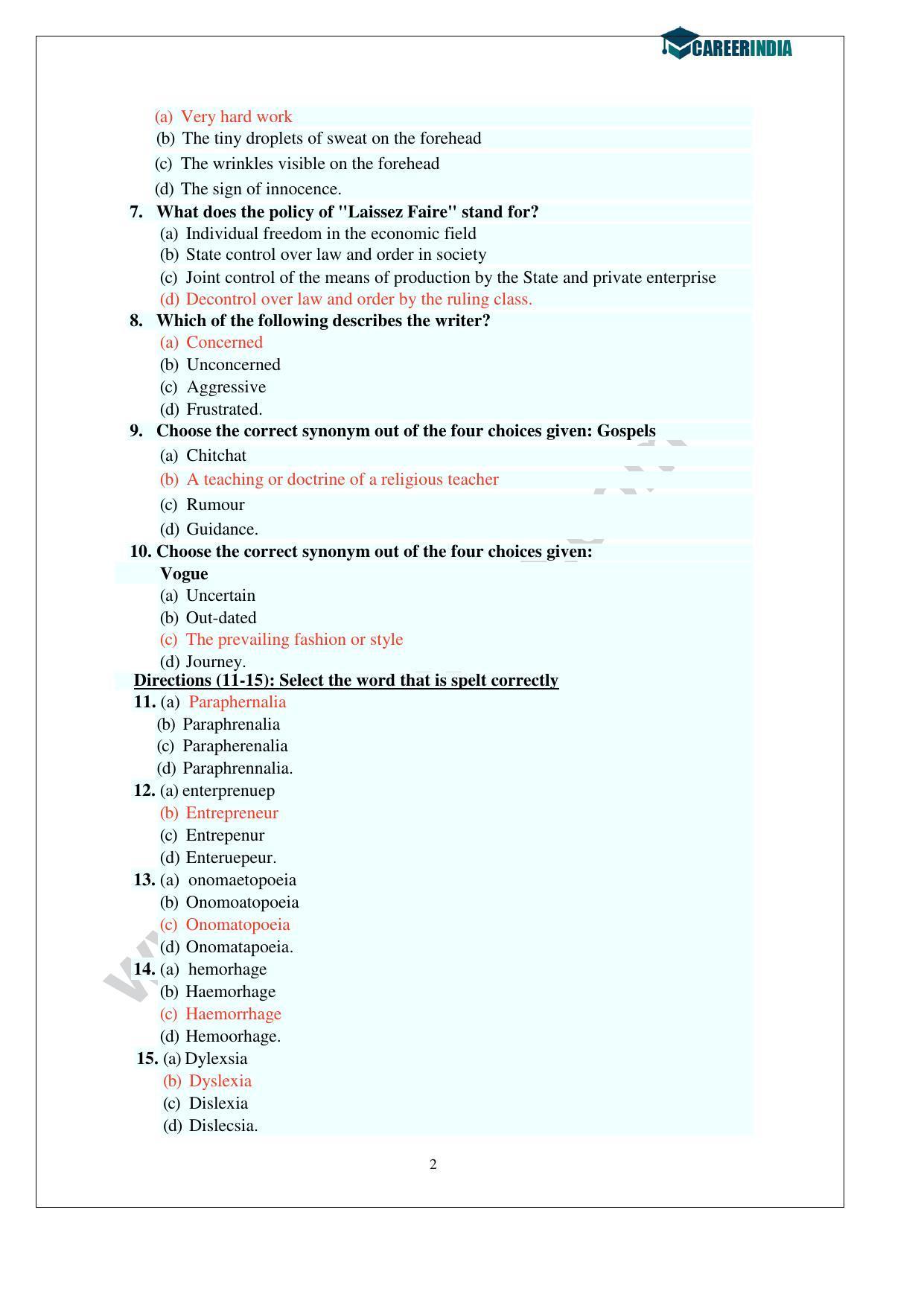 CLAT 2013 UG Question Paper with Answer Key - Page 2