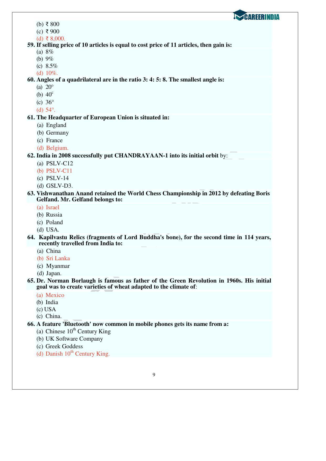 CLAT 2013 UG Question Paper with Answer Key - Page 9