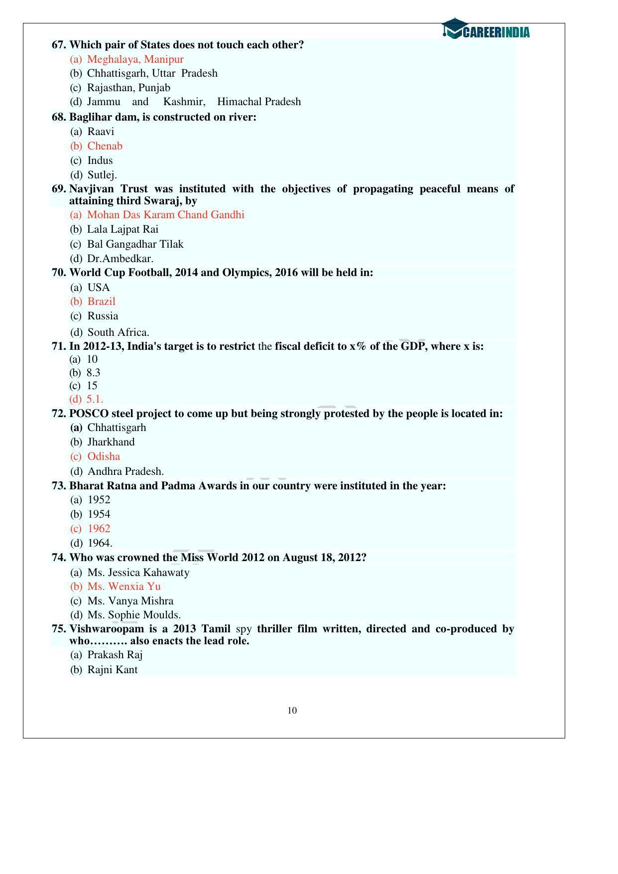 CLAT 2013 UG Question Paper with Answer Key - Page 10