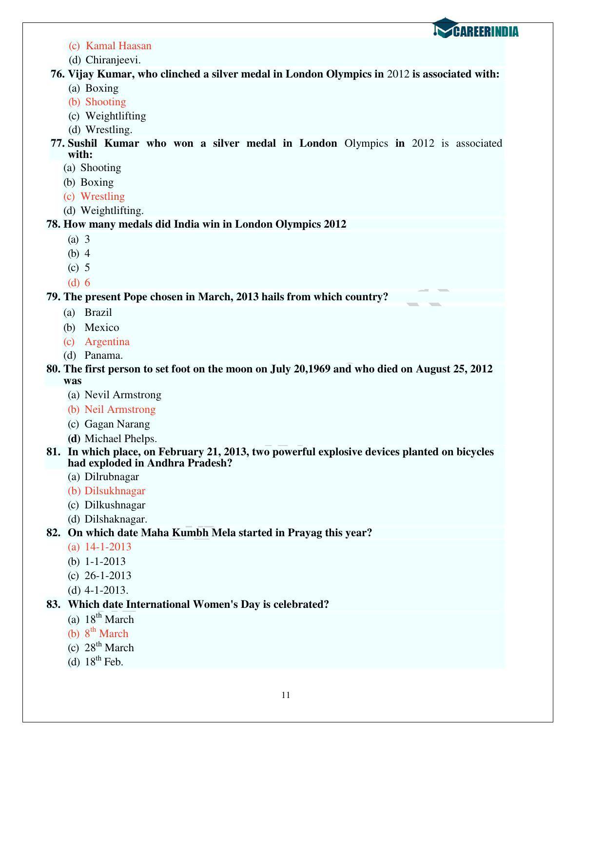 CLAT 2013 UG Question Paper with Answer Key - Page 11