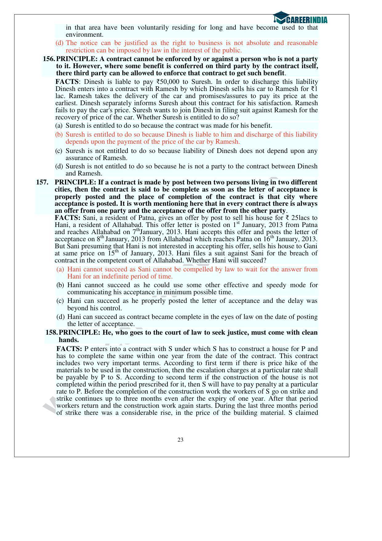 CLAT 2013 UG Question Paper with Answer Key - Page 23