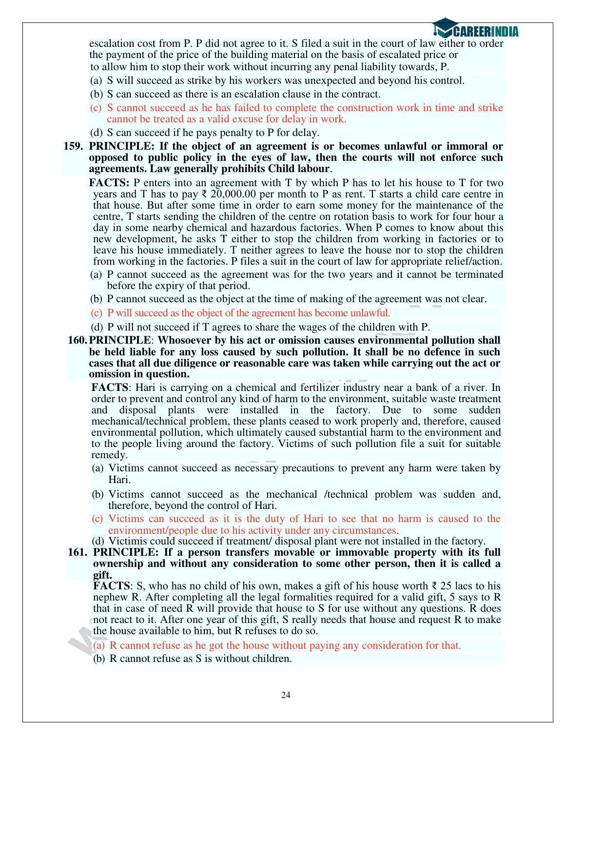 CLAT 2013 UG Question Paper with Answer Key - Page 24