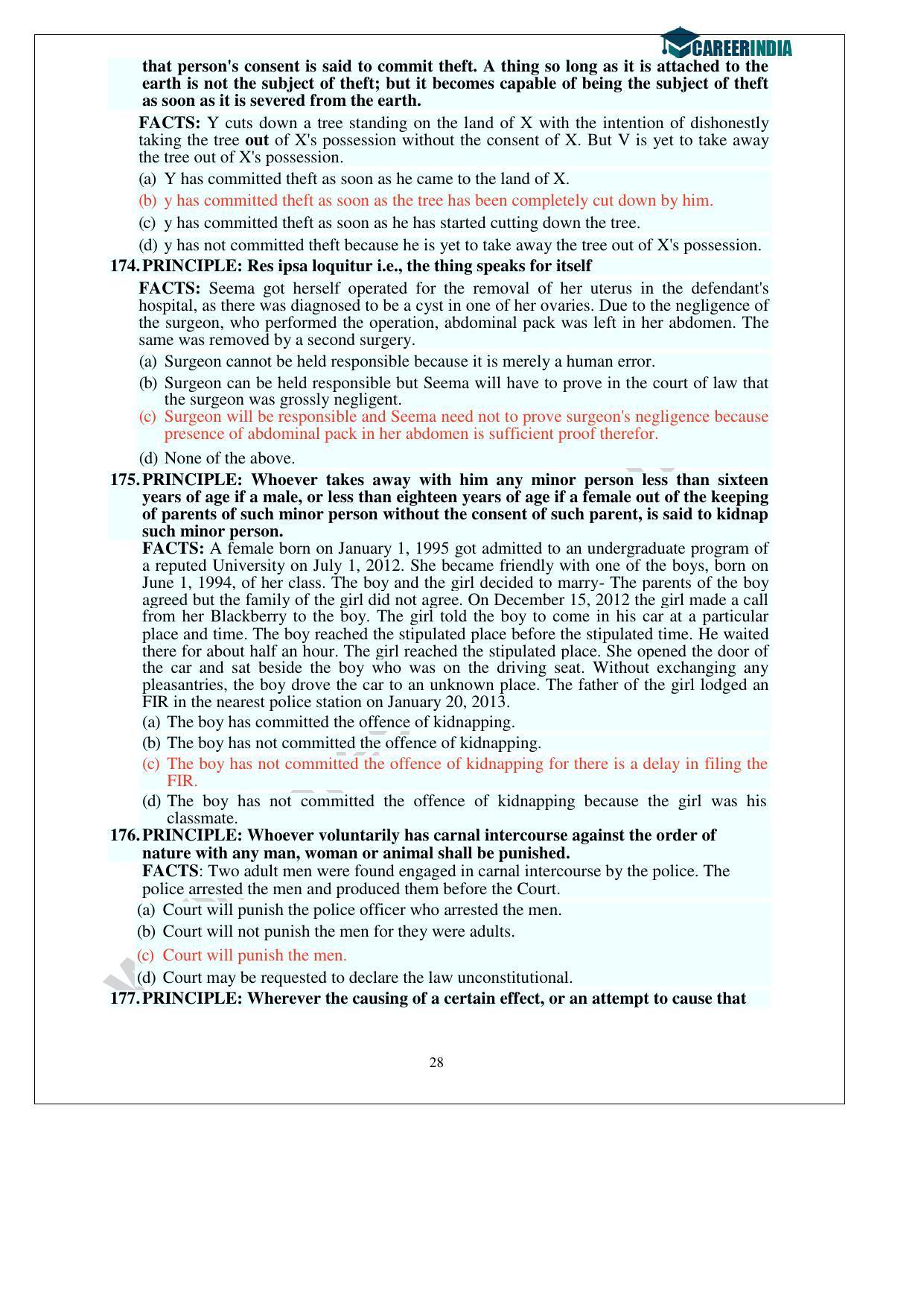 CLAT 2013 UG Question Paper with Answer Key - Page 28