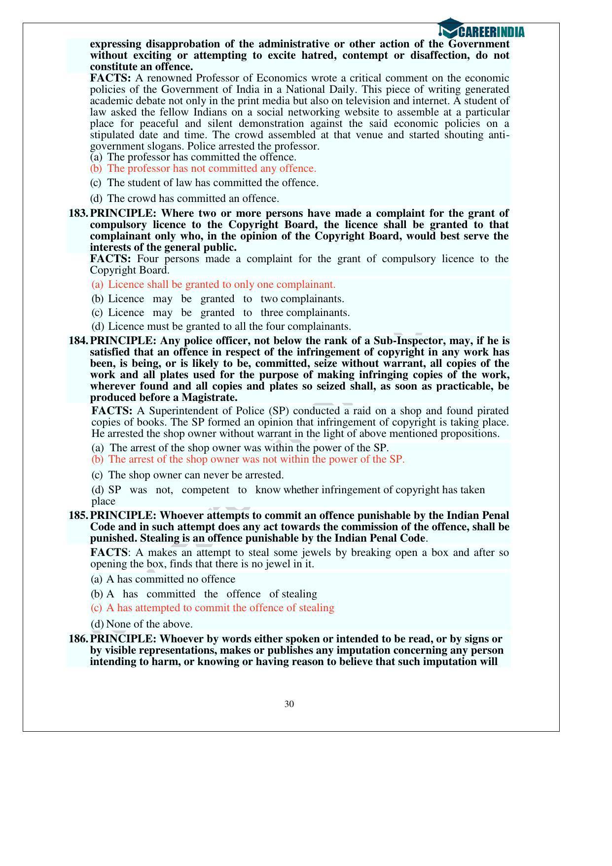 CLAT 2013 UG Question Paper with Answer Key - Page 30