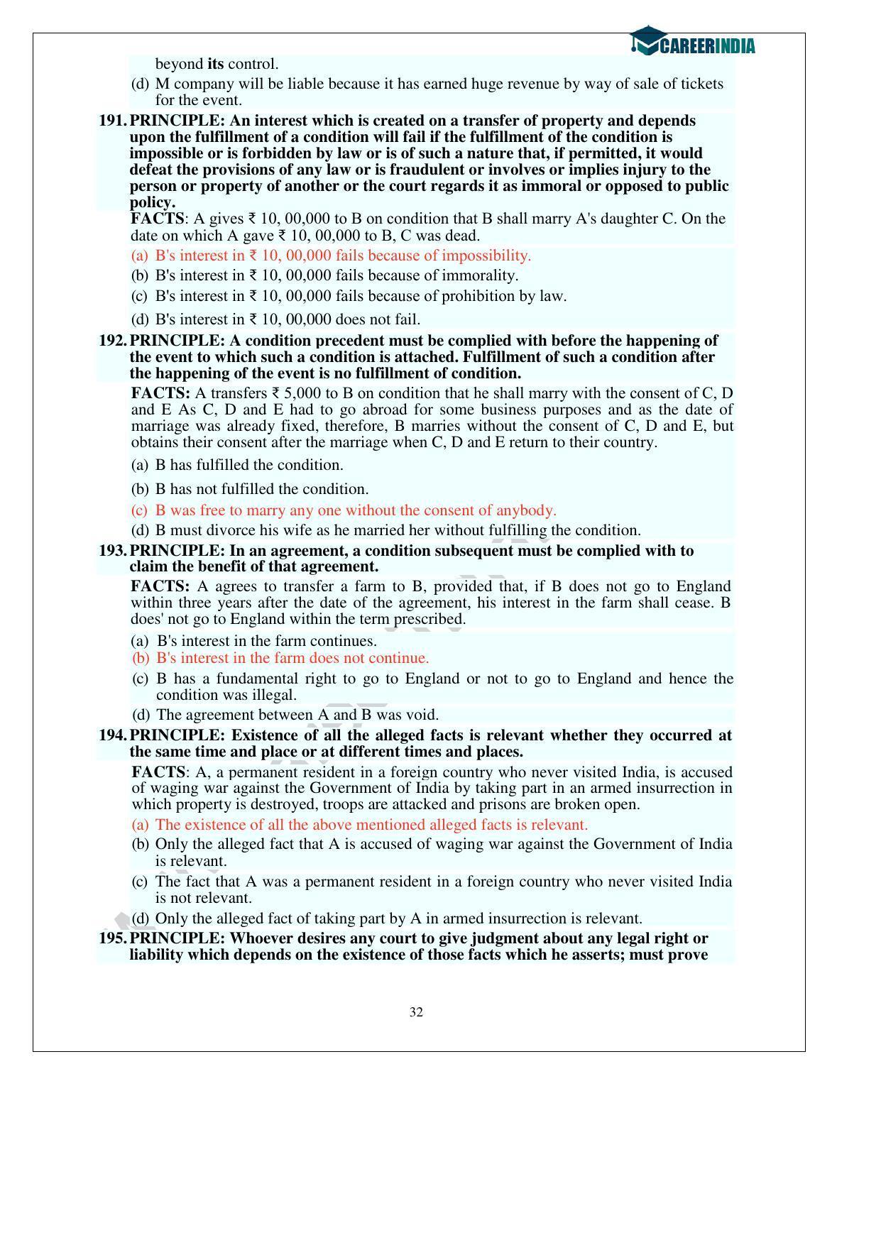 CLAT 2013 UG Question Paper with Answer Key - Page 32