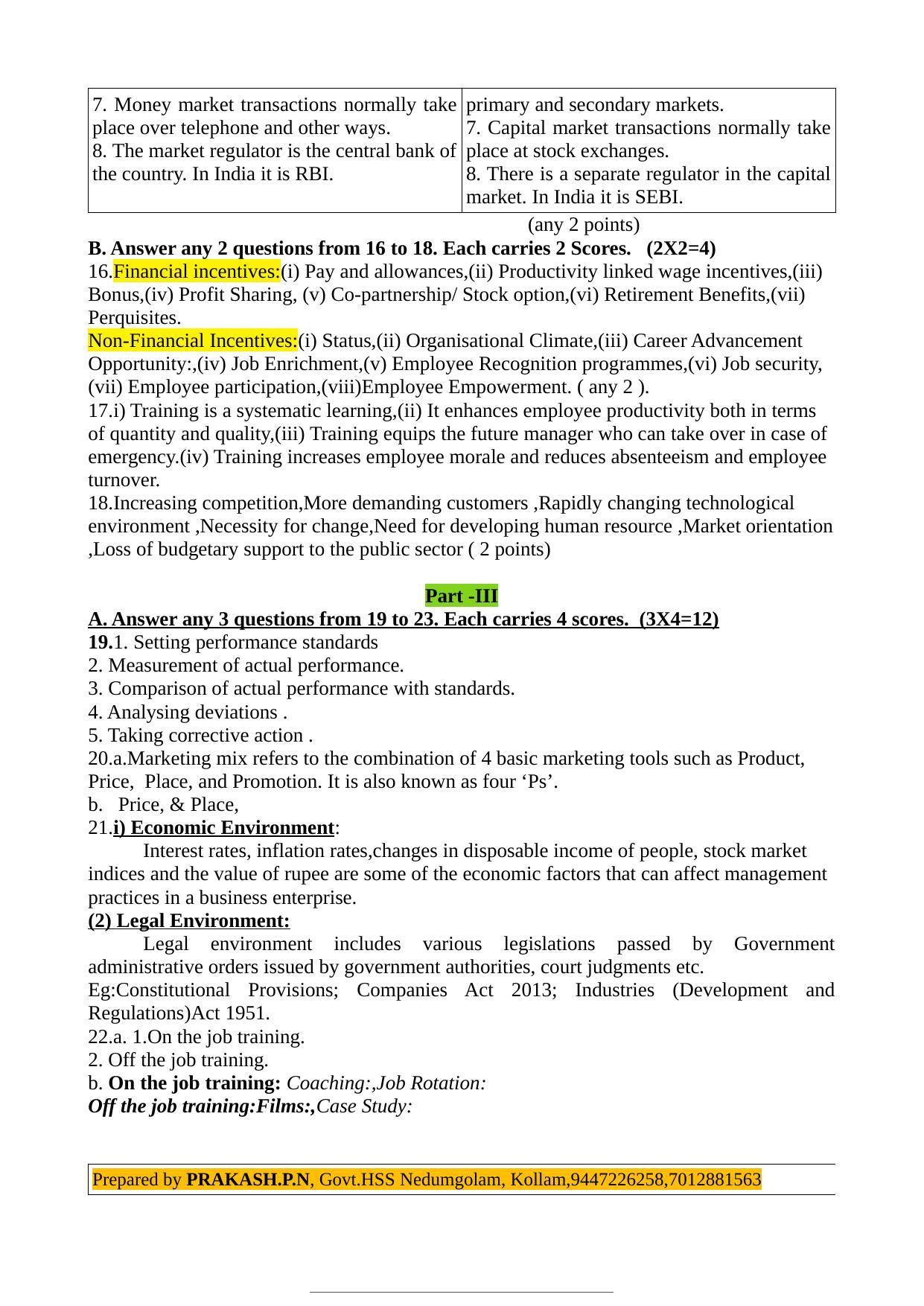 Kerala Plus Two 2022 Business Studies Model Answer Key - Page 2