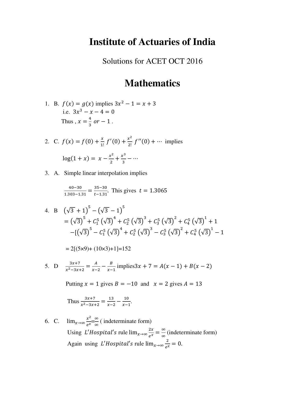 ACET  October 2016 Solution - Page 1