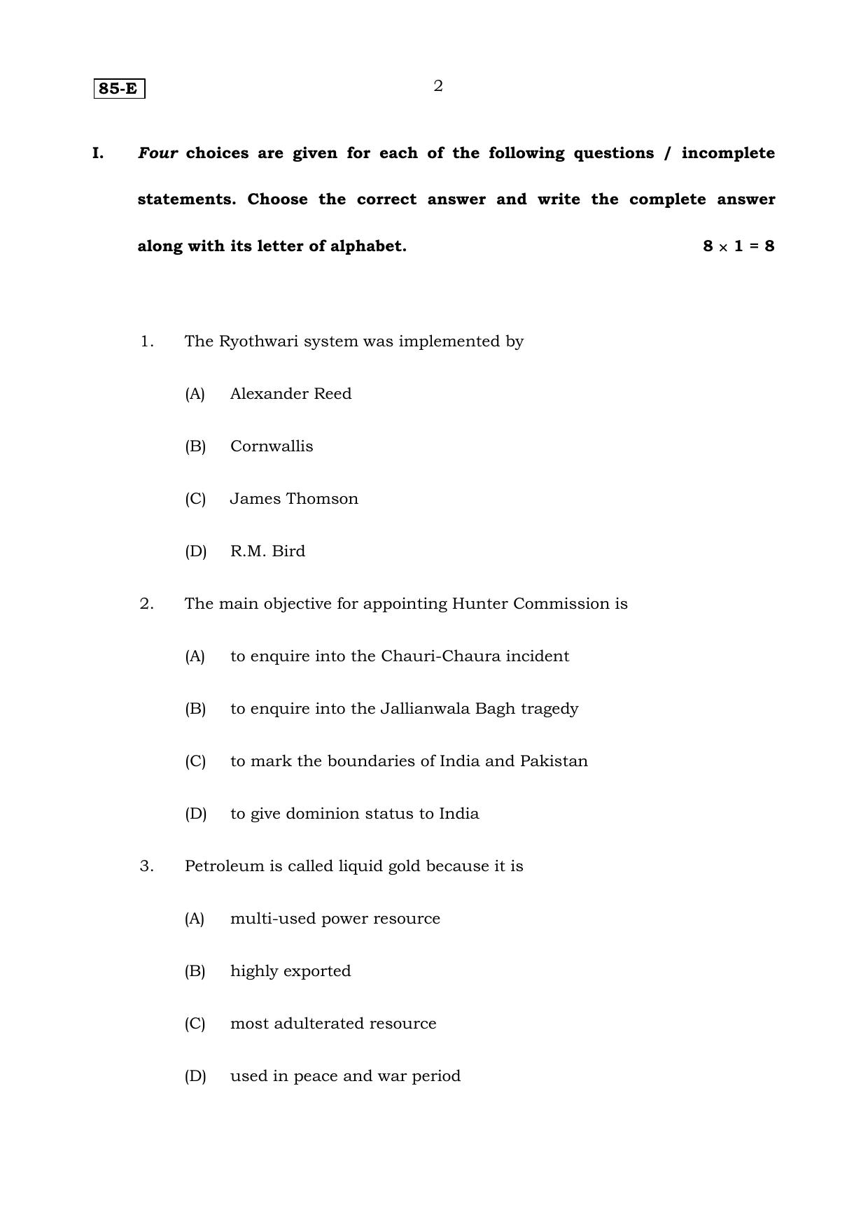 Karnataka SSLC Social Science (English Medium) Set 2 Model Question Paper 2025 - Page 2