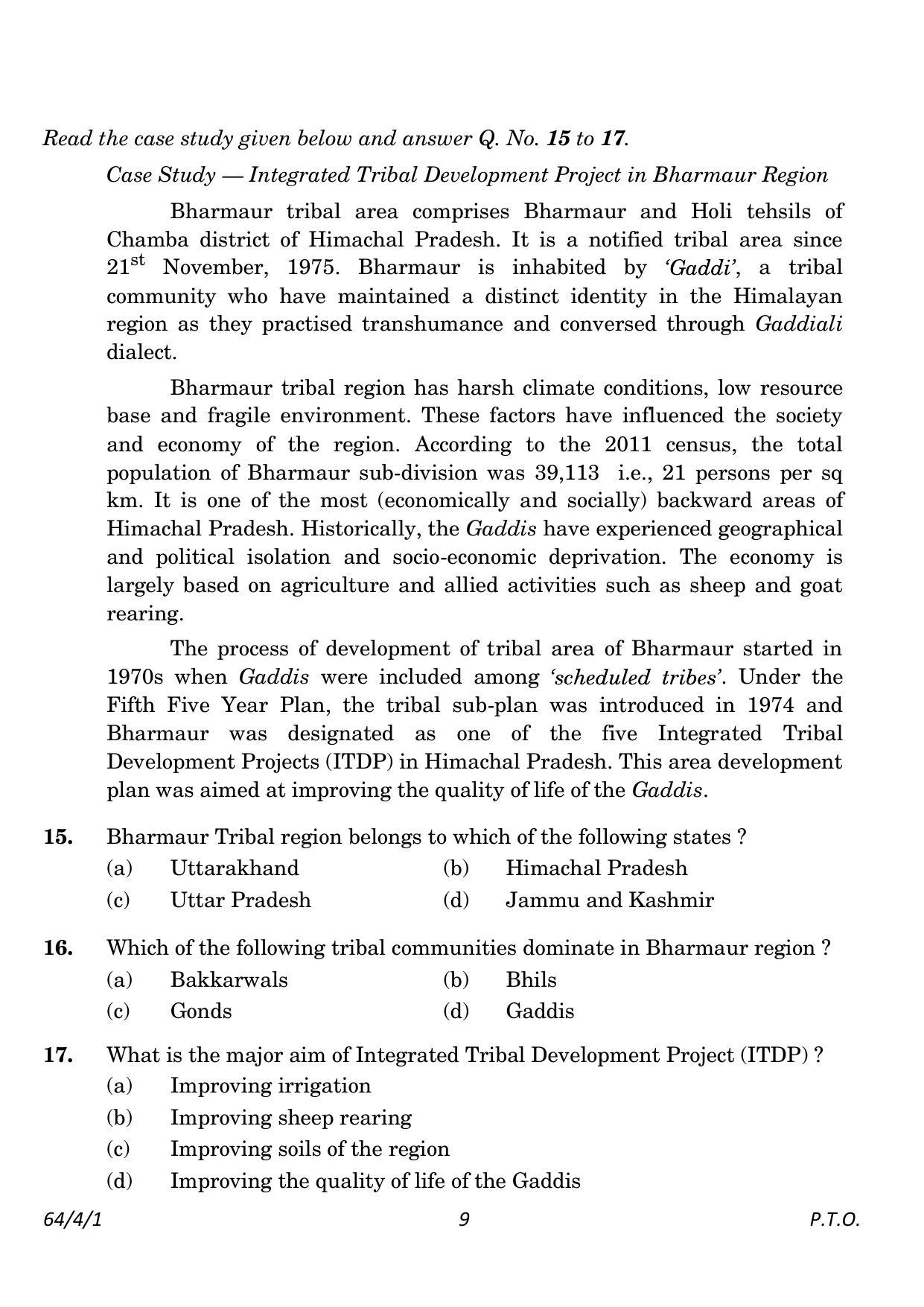 CBSE Class 12 64-4-1 Geography 2023 Question Paper - Page 9