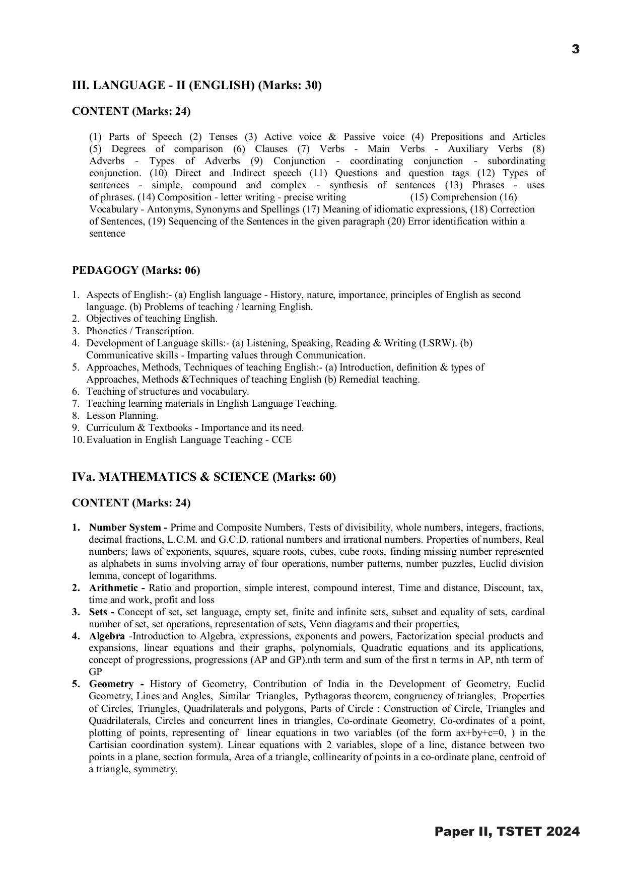 TS TET Syllabus - Paper-II (Hindi) - Page 3