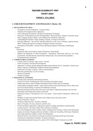 TS TET Syllabus - Paper-II (Hindi)