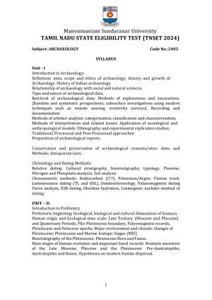 TNSET Syllabus - Archaeology