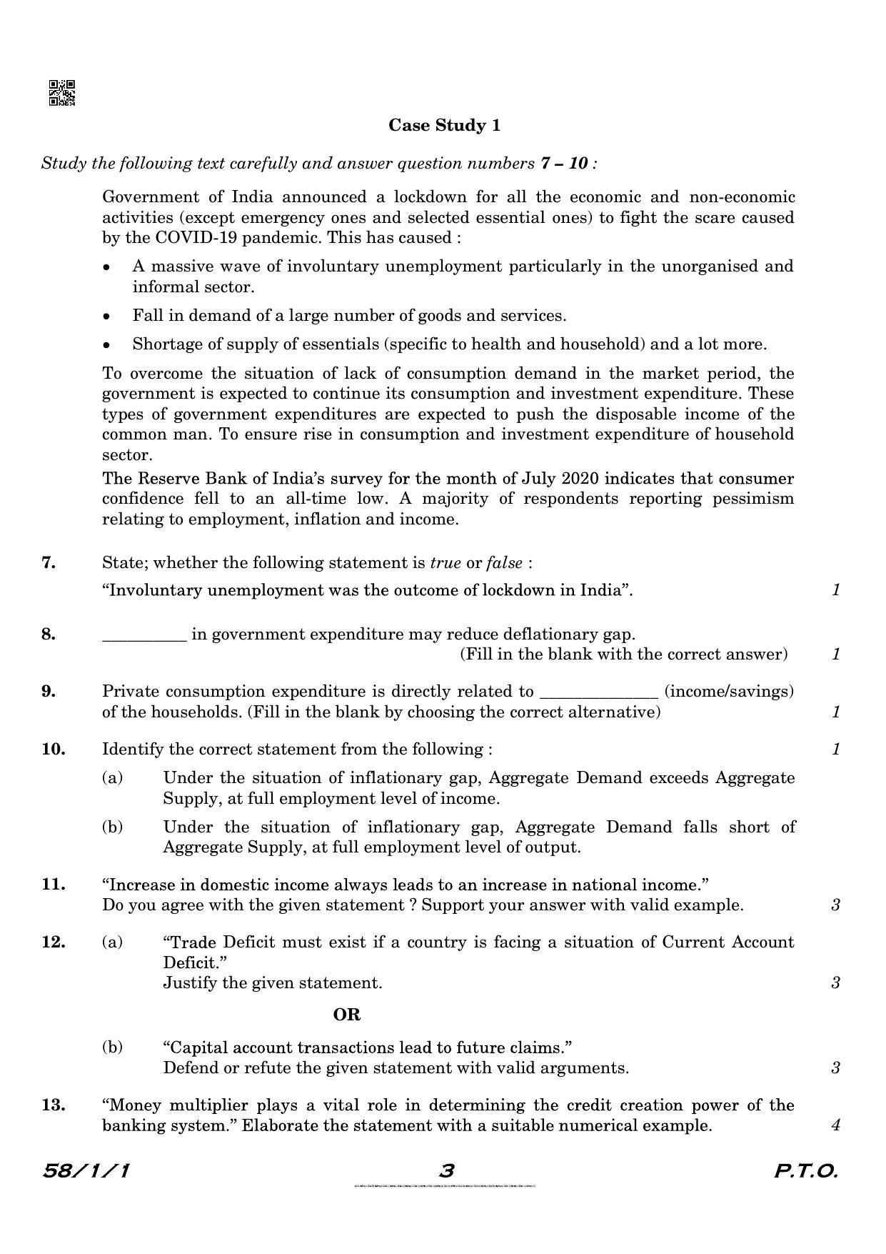 CBSE Class 12 QP_030_Economics 2021 Compartment Question Paper - Page 3