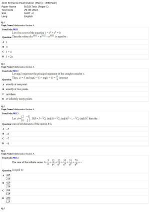 JEE Mains 2022: BTech English (Shift 2) 29-06-2022 Question Paper