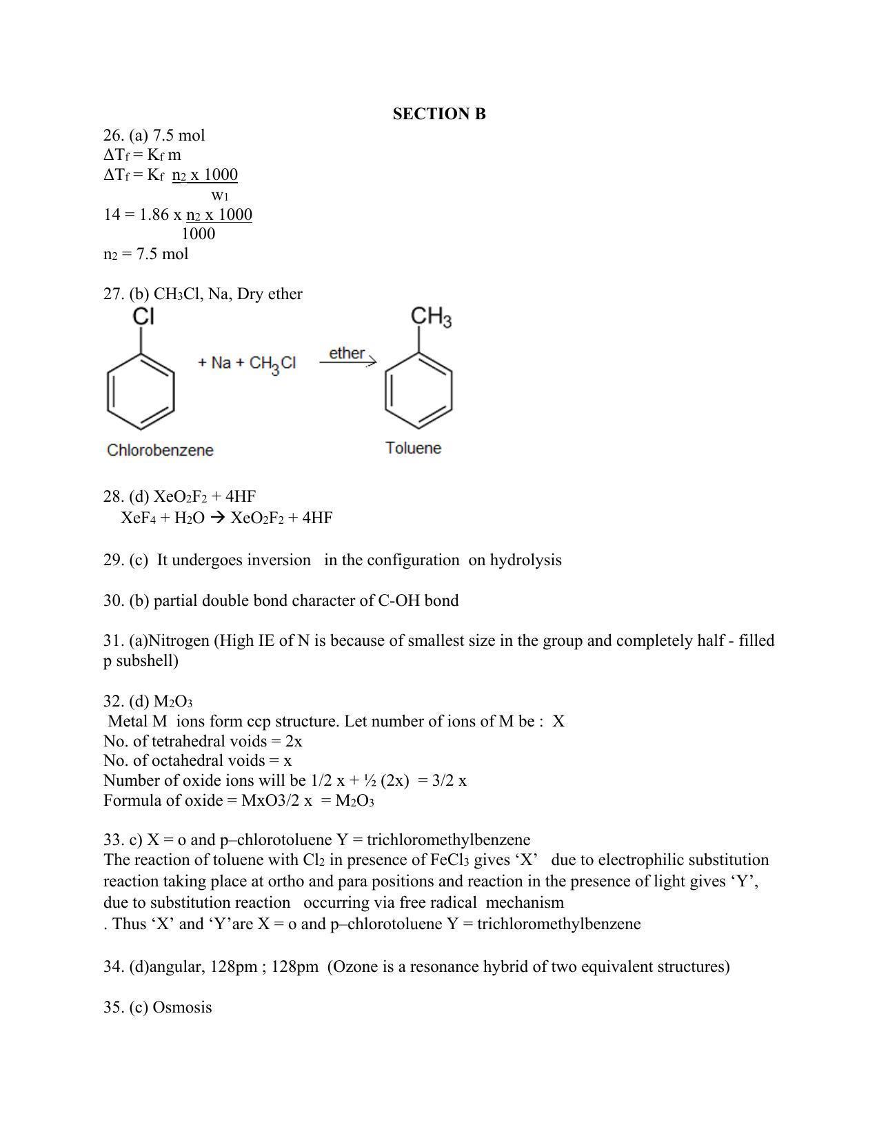 CBSE Class 12th Chemistry Sample Question Paper Answer Key 2021-22 - Page 3