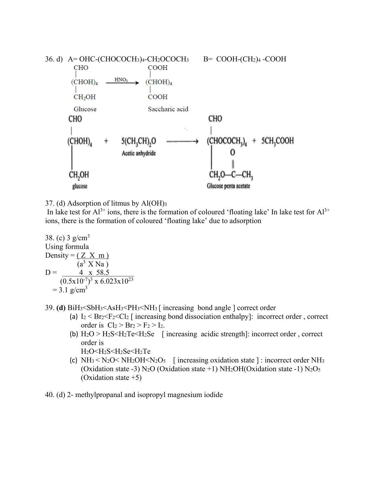 CBSE Class 12th Chemistry Sample Question Paper Answer Key 2021-22 - Page 4